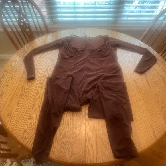 NWT SKIMS Ultra Fine Mesh Catsuit One Piece Jumpsuit Brown Size 4X Underwire - Picture 3 of 12
